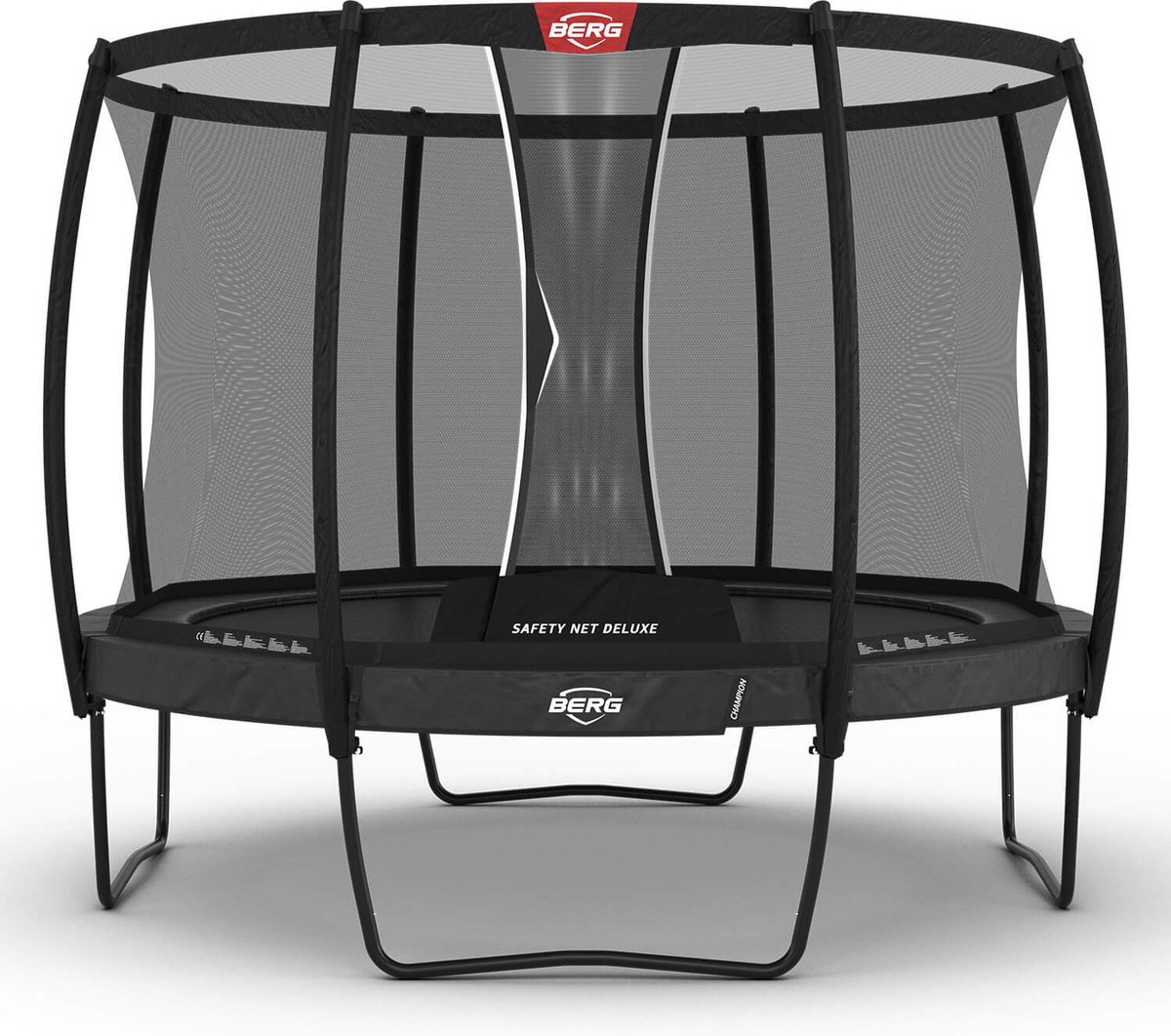BERG Champion Regular Trampoline - 330 cm - Rond - Airflow Pro Springdoek - TwinSpring - Grijs - incl. Veiligheidsnet deluxe