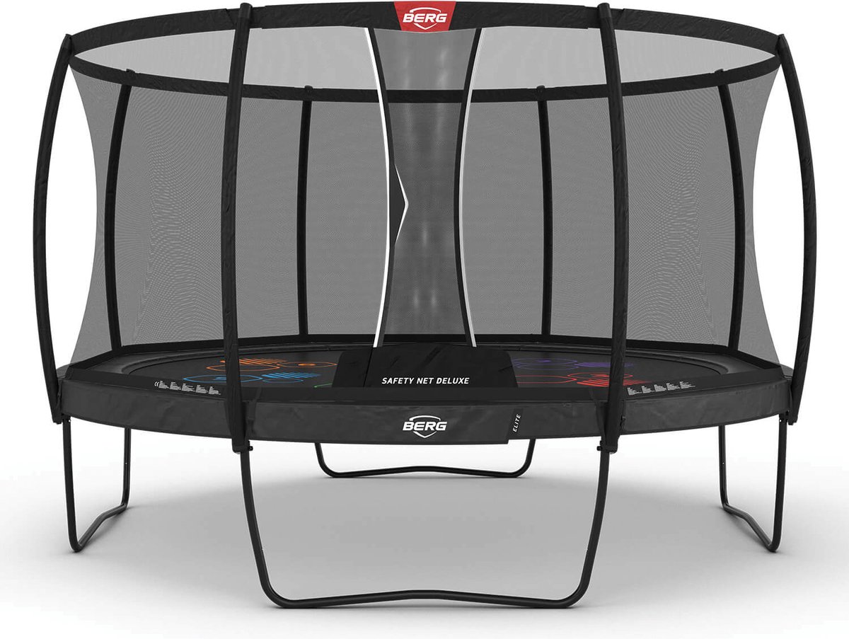 BERG Elite Regular Trampoline - 430 cm - Rond - Met AirFlow Pro - Twinspring - Inclusief Veiligheidsnet - Grijs levels doek