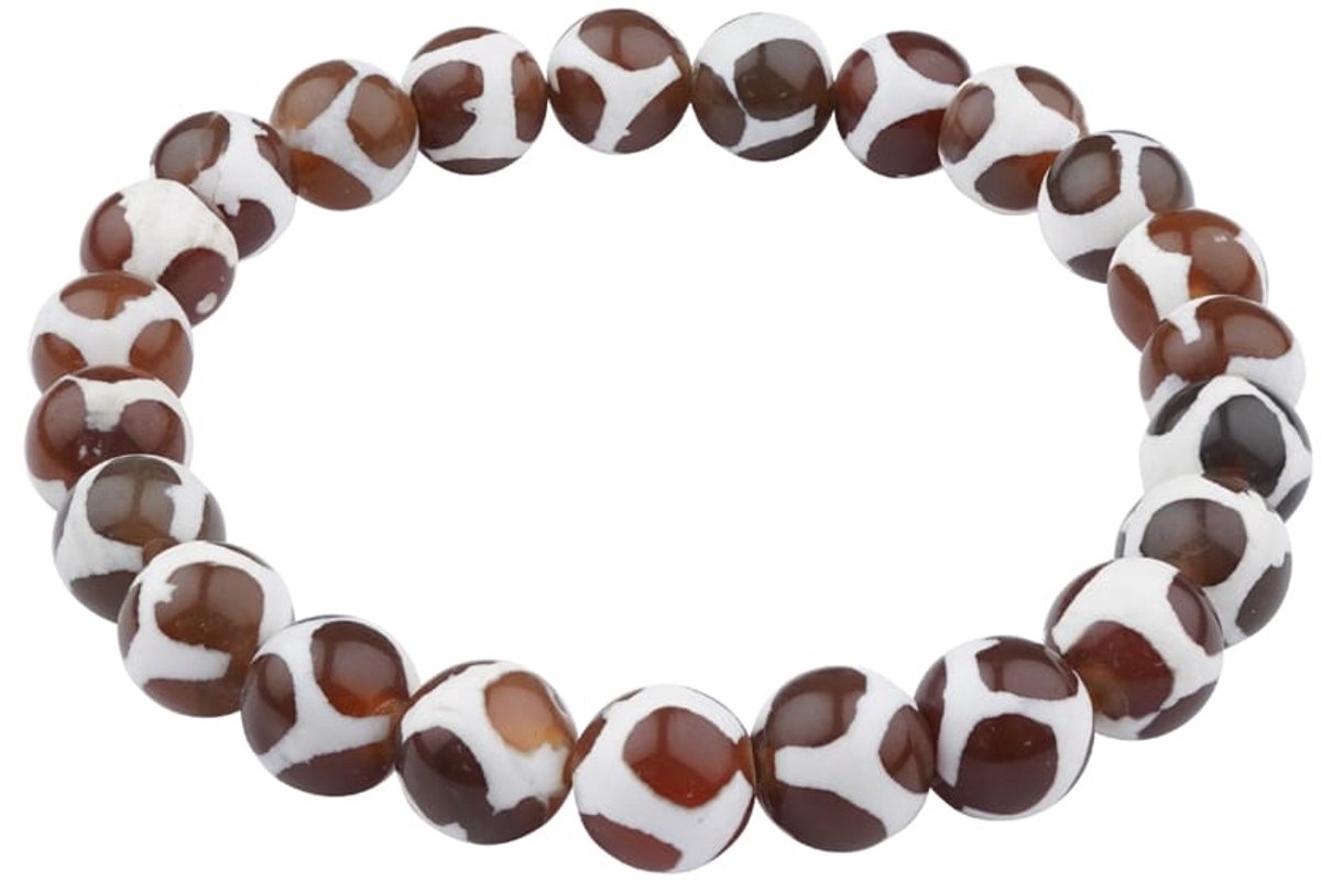 Armband Agaat Bruin Wit 8 mm