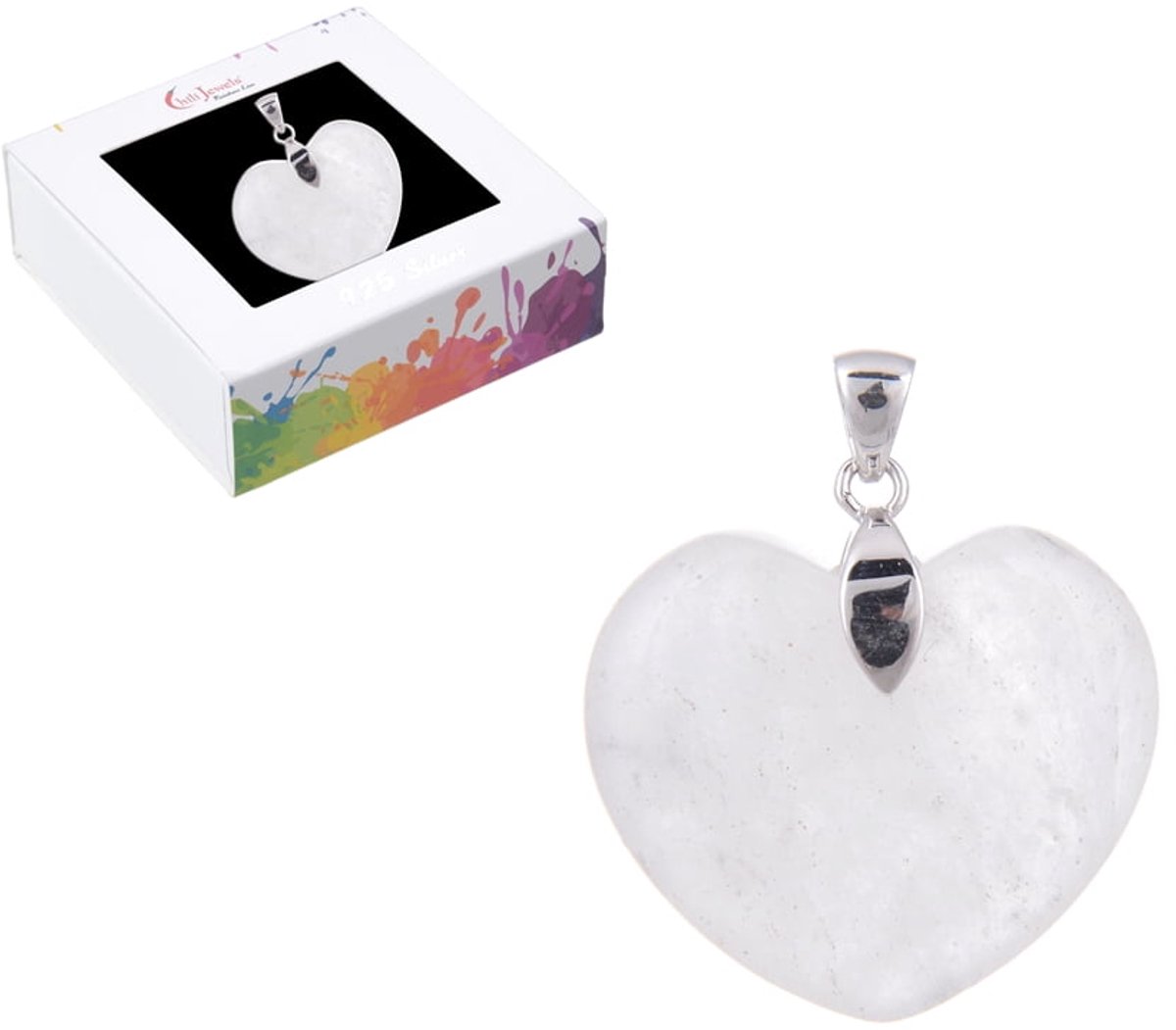 Hanger Bergkristal hart verzilverd