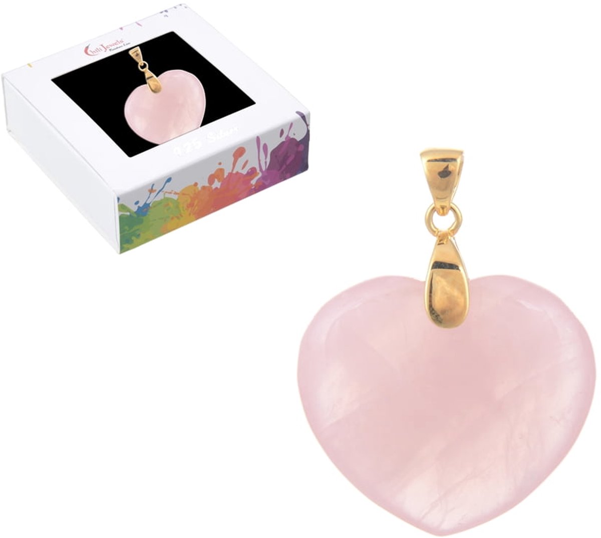 Hanger Rozenkwarts hart verguld