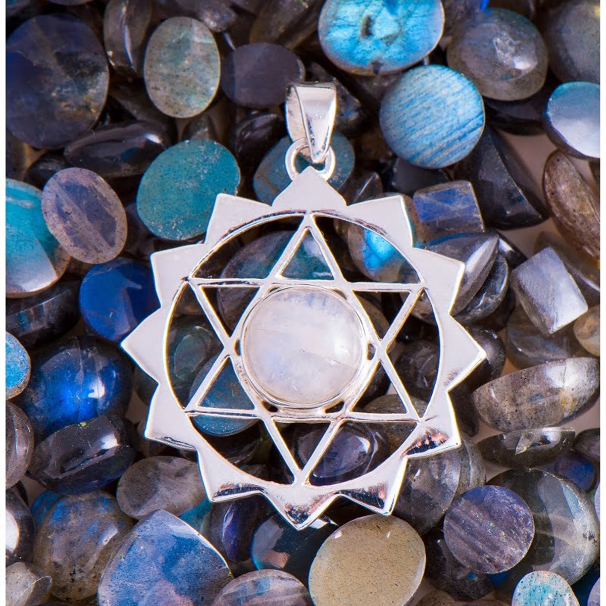 Hanger hexagram met maansteen