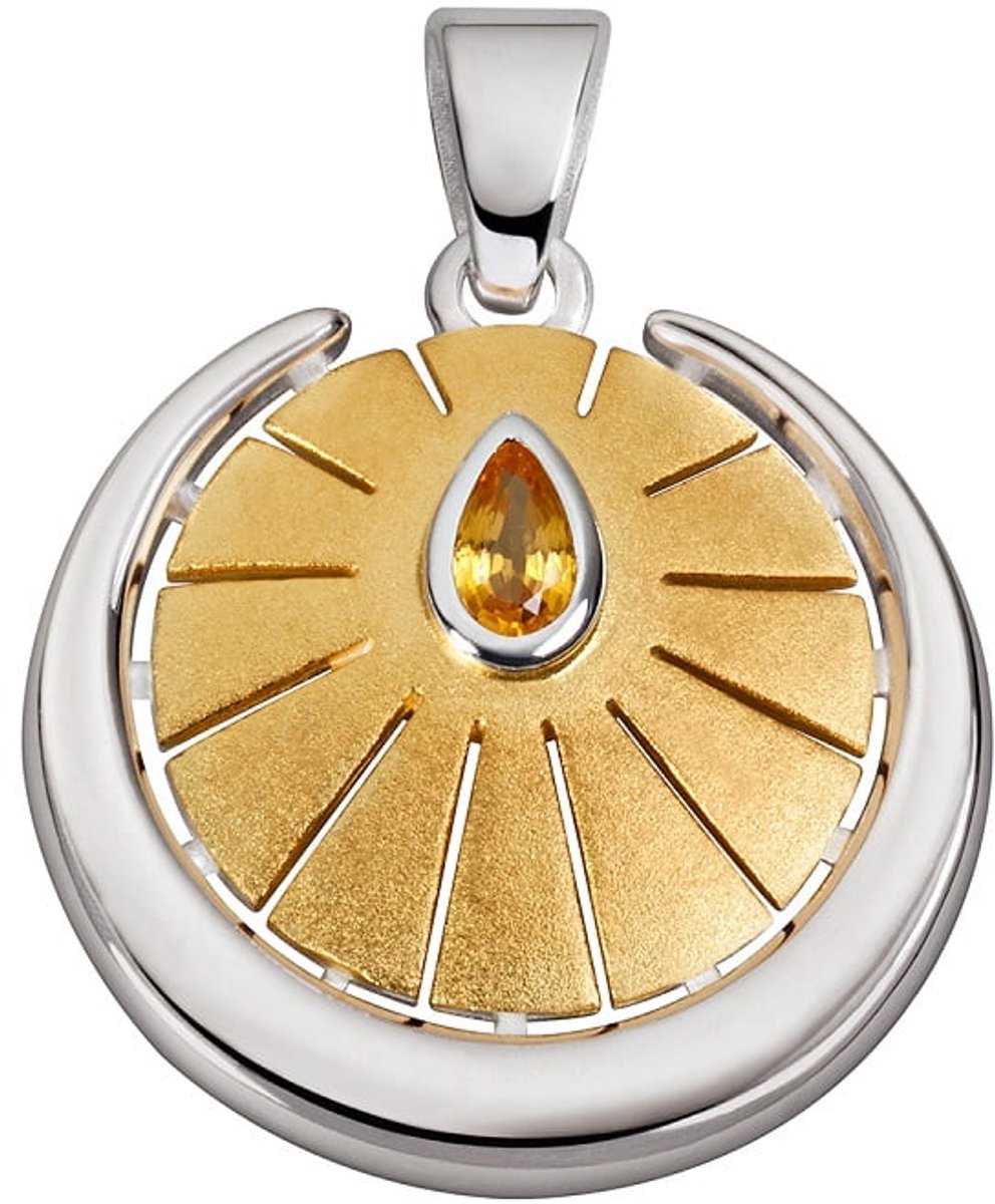 Hanger schepping zilver verguld met saffier