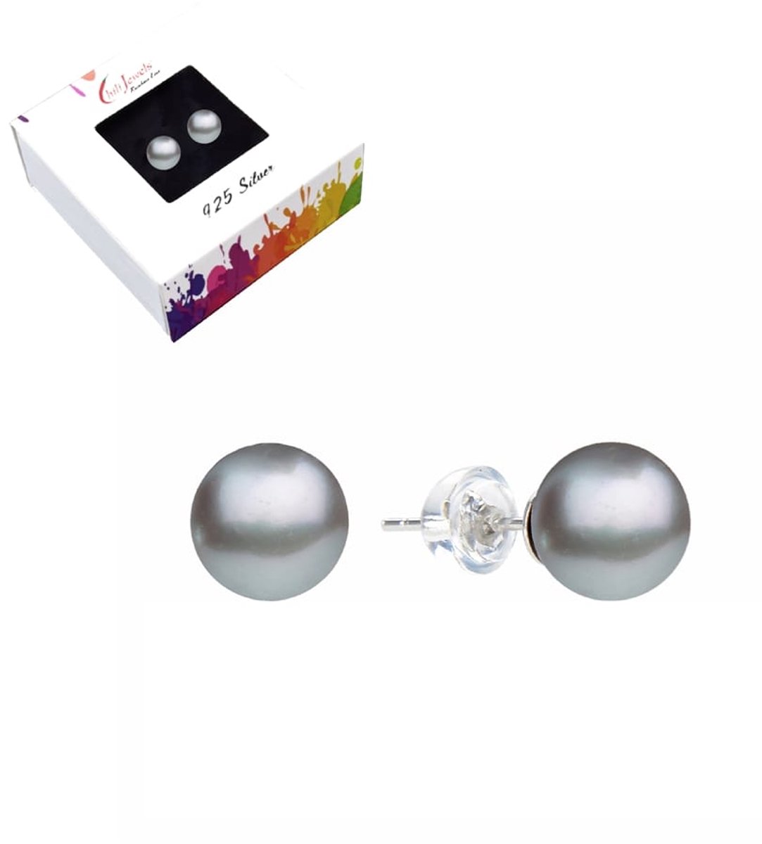 Oorbellen Parel Zilvergrijs 6mm