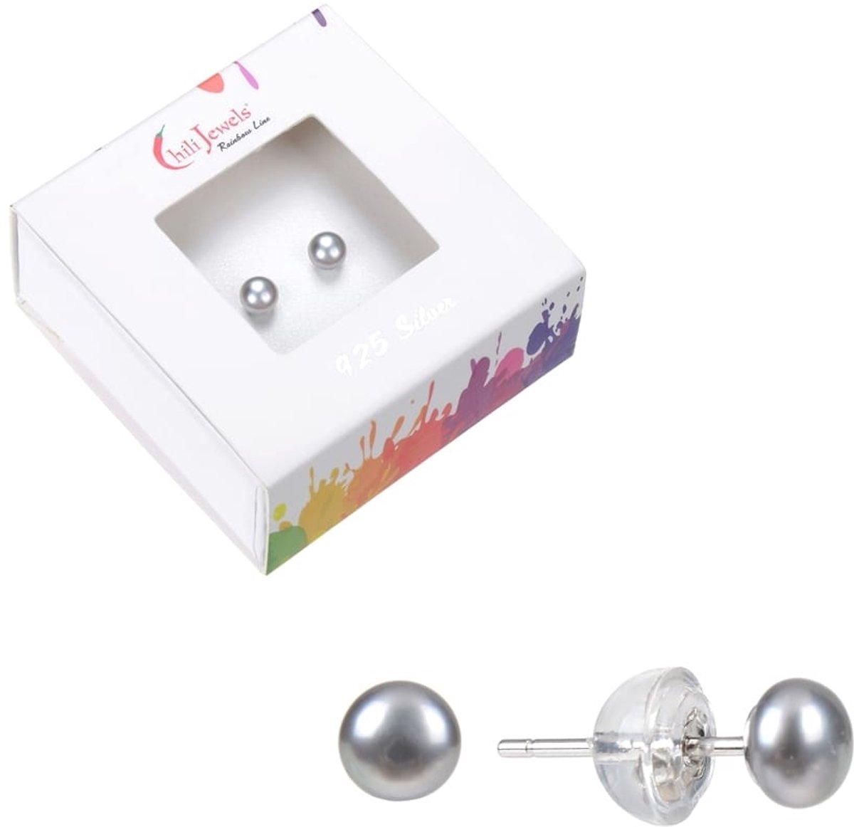 Oorbellen Parel zilvergrijs 4 mm