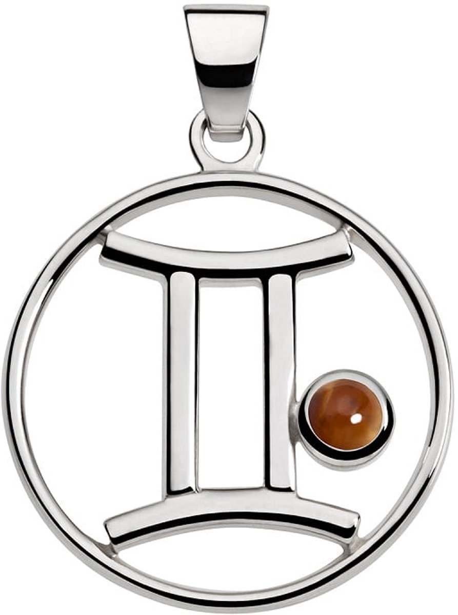 Tweelingen hanger met tijgeroog