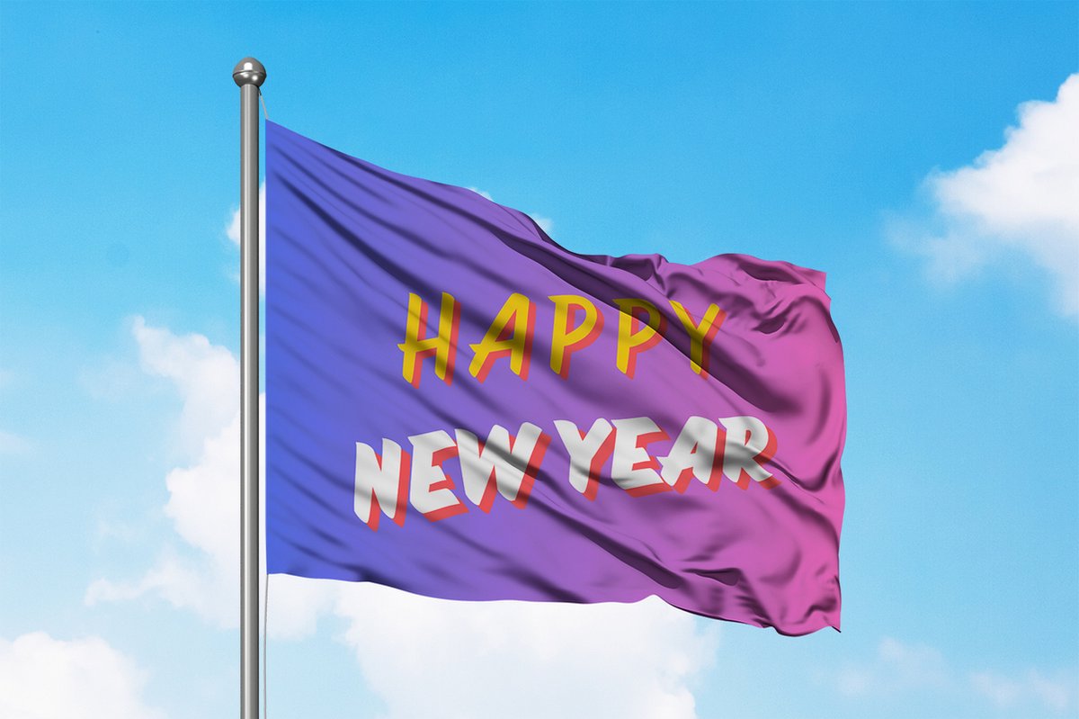 Happy New Year Vlag - 225x150cm