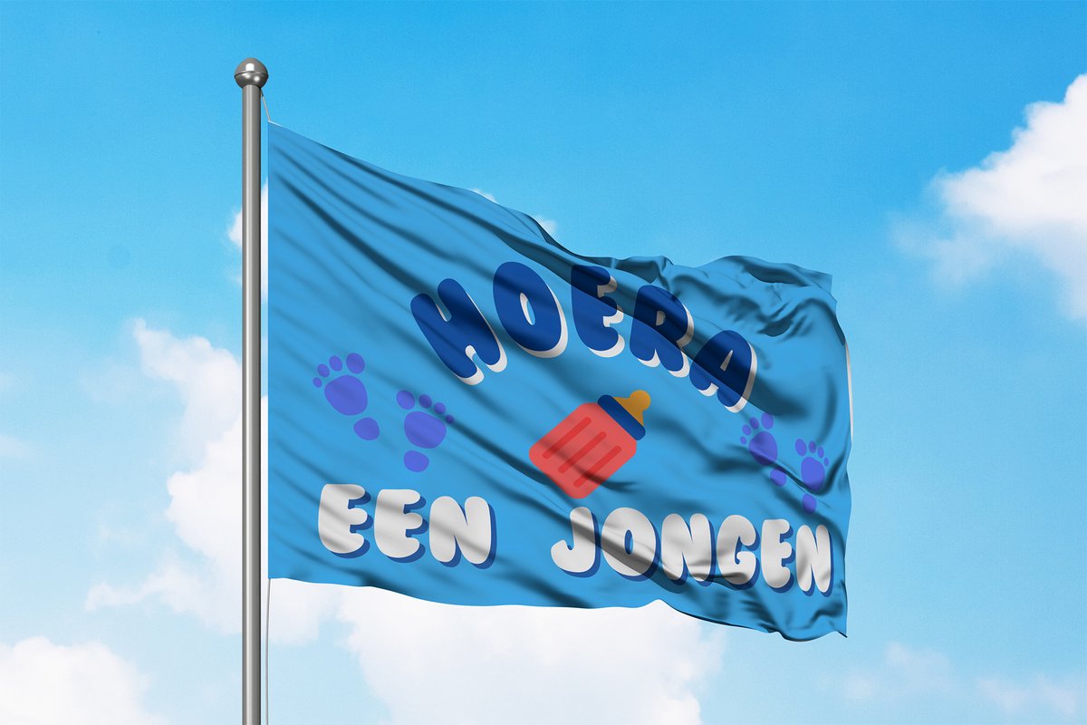 Hoera Een Jongen Blauwe Vlag - Geboortevlag - 225x150cm