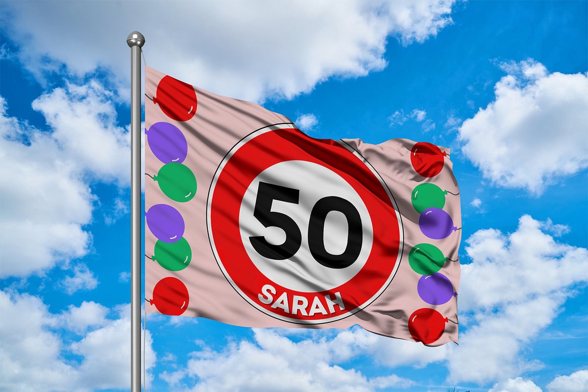 Sarah 50 Jaar Verjaardag Roze Vlag - 150x100cm