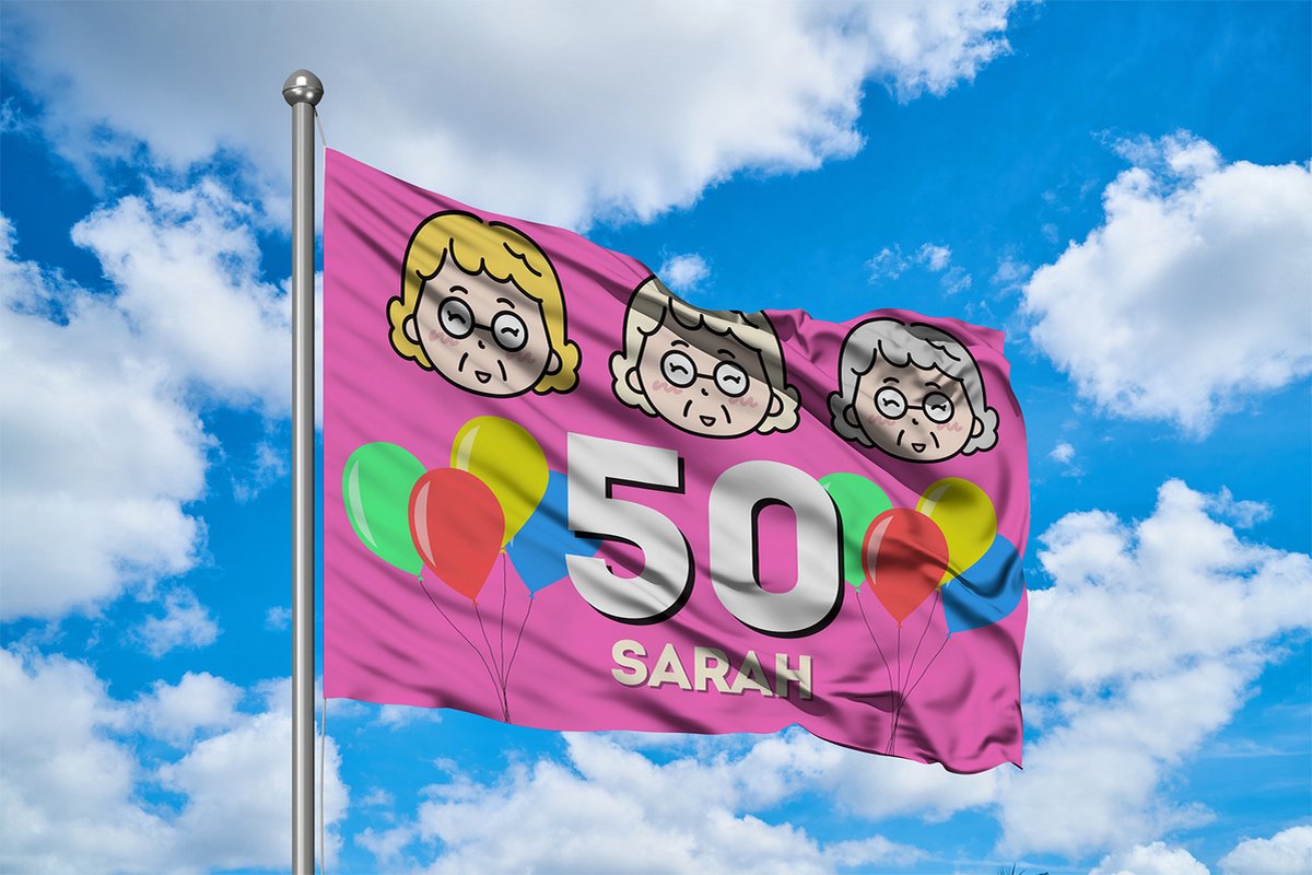 Sarah 50 Jaar Verjaardagsvlag Versiering- 120x80cm