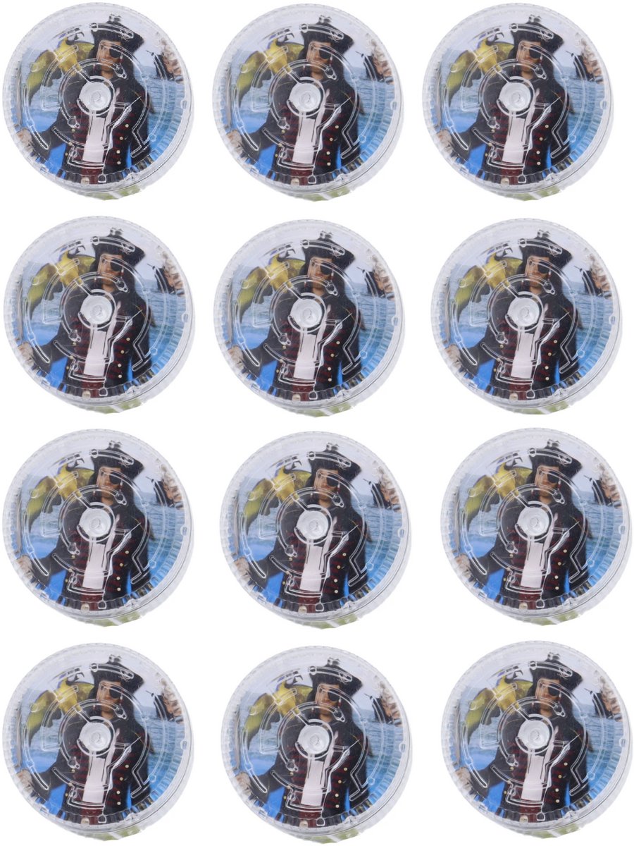 Jojo 12 stuks – Piraat Thema – Met Doolhof Puzzel Piraten – 5 cm Labyrint YoYo– Kinderfeestje, Uitdeelcadeau & Traktatie