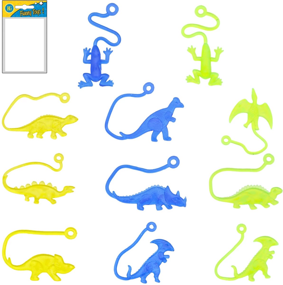 Sticky Dino 12 stuks – Glibberige Plakhandjes in Dinosaurus Vorm 7 cm – Nostalgisch Sticky Speelgoed & Traktatie voor Kinderen