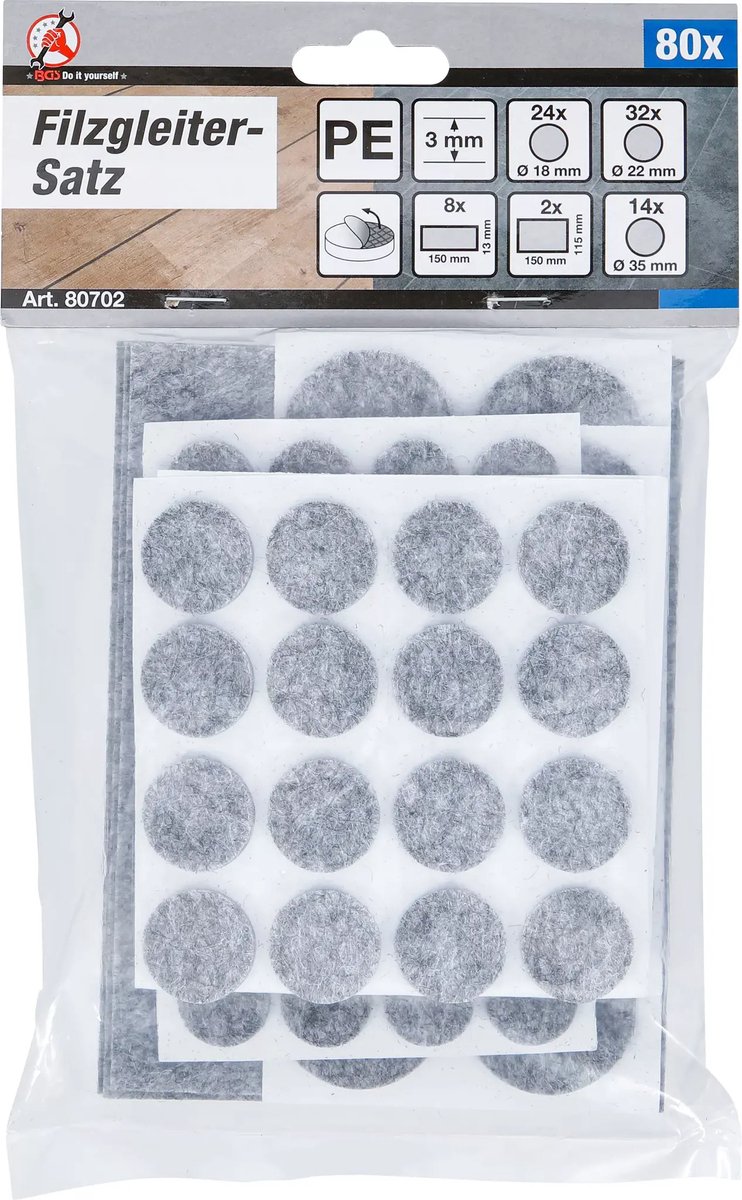BGS Viltglijderset - grijs gemêleerd - 80 delig