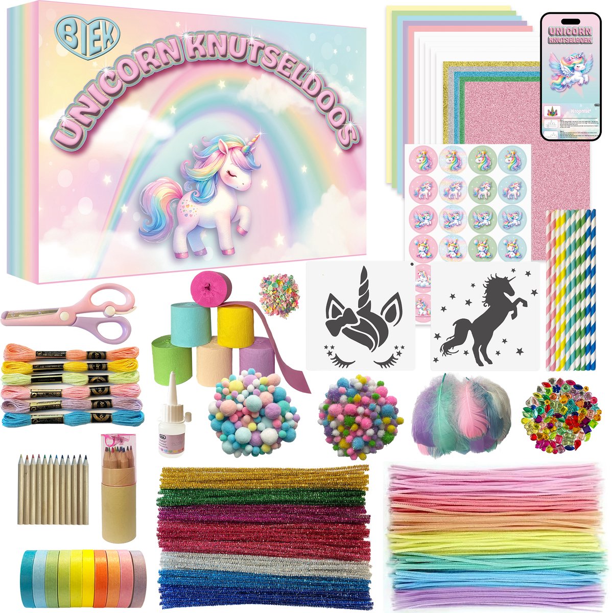 Unicorn Knutseldoos - Inclusief E-Book - Knutselpakket - Creatief Speelgoed - Knutselkoffer - Knutselset - Knutselen Meisjes - Knutselen voor kinderen - Unicorn Speelgoed