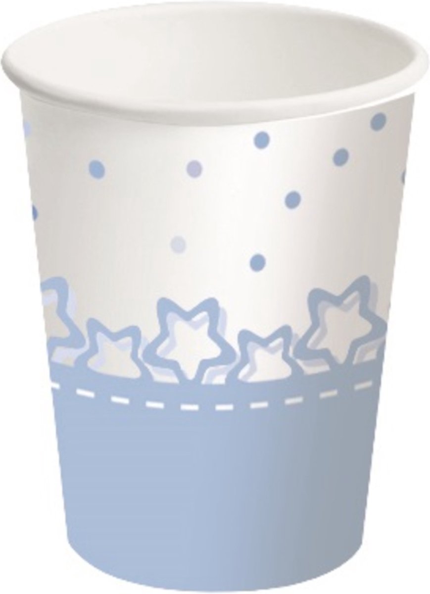 BIGIEMME SRL - 8 Blauwe sterren papieren bekers 250 ml