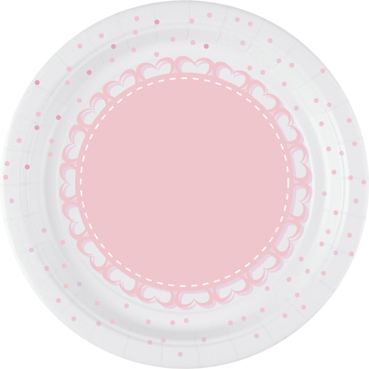 BIGIEMME SRL - 8 roze hart papieren bordjes 18 cm