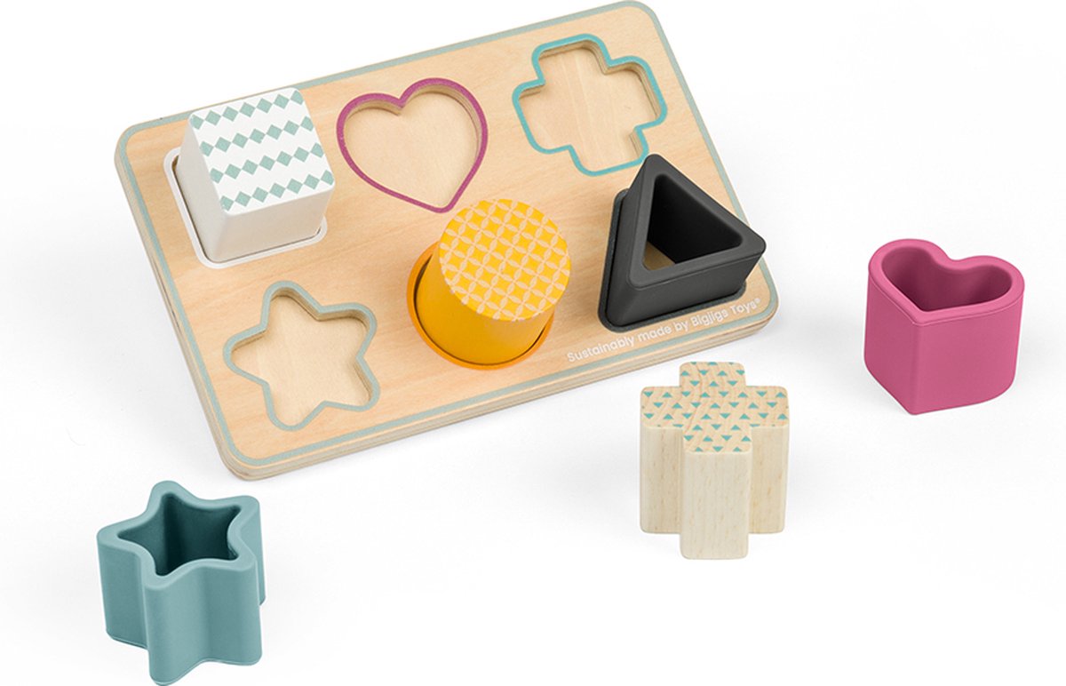 BigJigs educatief speelgoed Shape Matching Board FSC hout en siliconen.