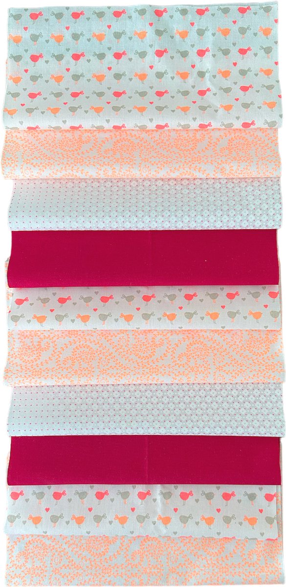 BINK Bedding - 10 lapjes - Quilt Patchwork - Birdie 25 x 25 cm - Set = 10 lapjes - 100% katoen