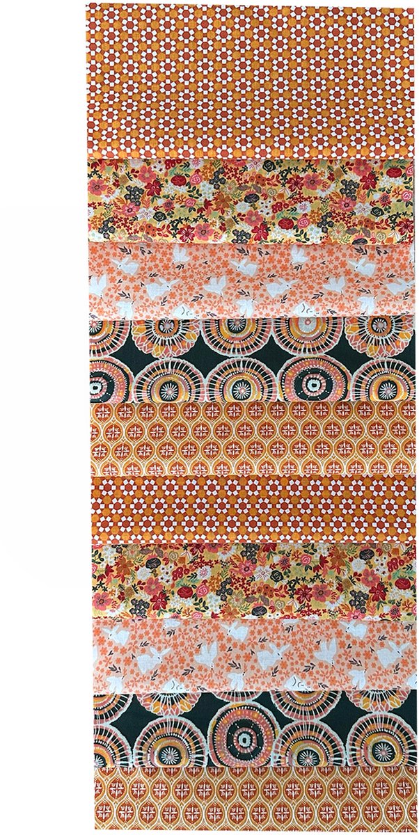 BINK Bedding - 10 lapjes - Quilt Patchwork - Oranje - 25 x 25 cm - Set = 10 lapjes - katoen - stoffen - hobby