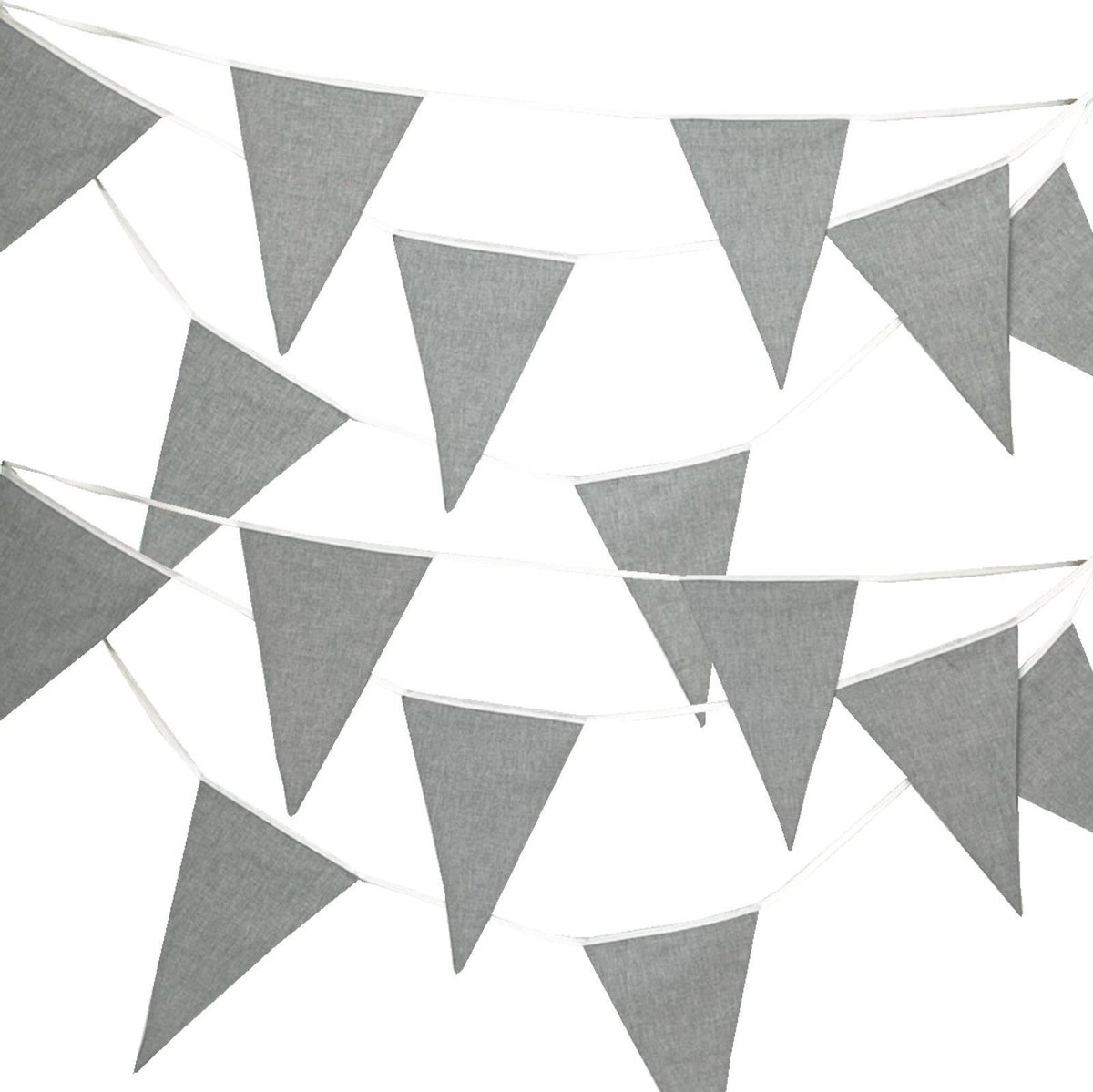 BINK Bedding Stoffen Slinger - Vlaggenlijn Bo Grijs model XXL (10 mtr, 21 vlaggetjes)