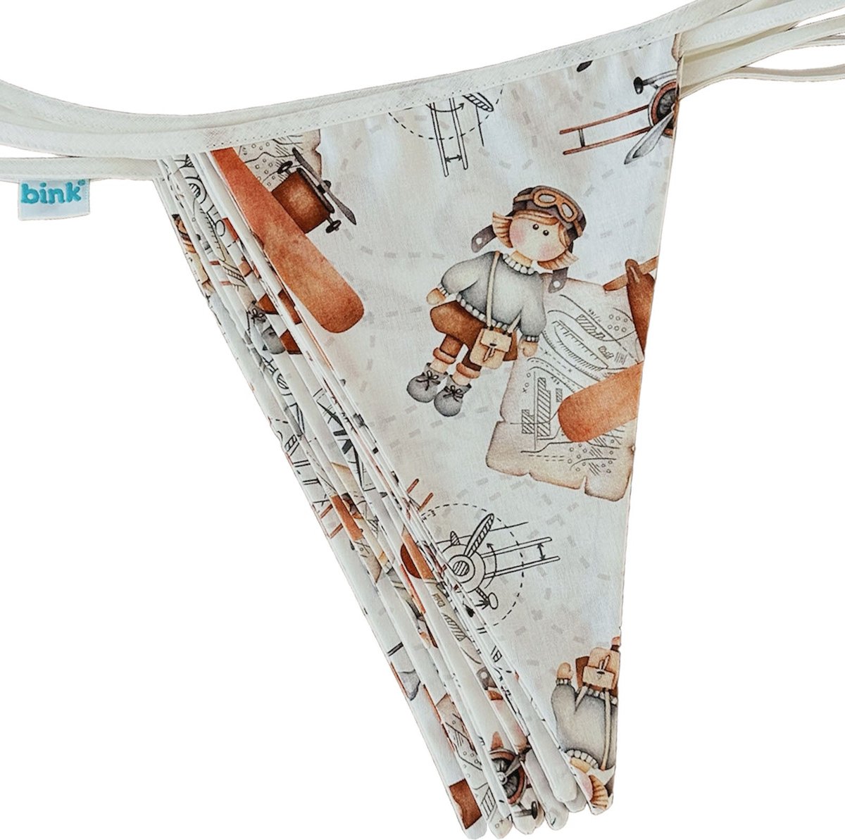 BINK Bedding Stoffen Slinger - Vlaggenlijn Raf model XL (7.5 mtr, 15 vlaggetjes)