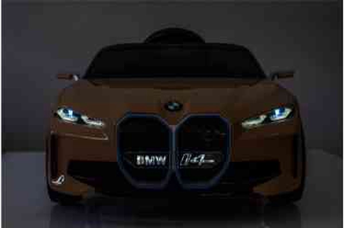 BMW i4 / Elektrische Kinderauto / Beige met Blauw / Met Afstandsbediening / Accuvoertuigen