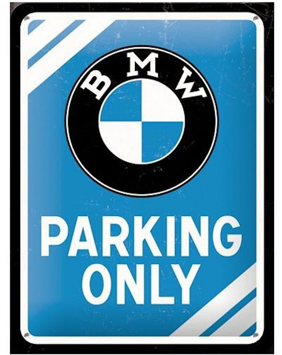 BMW parking only bord blauw 15 x 20 cm