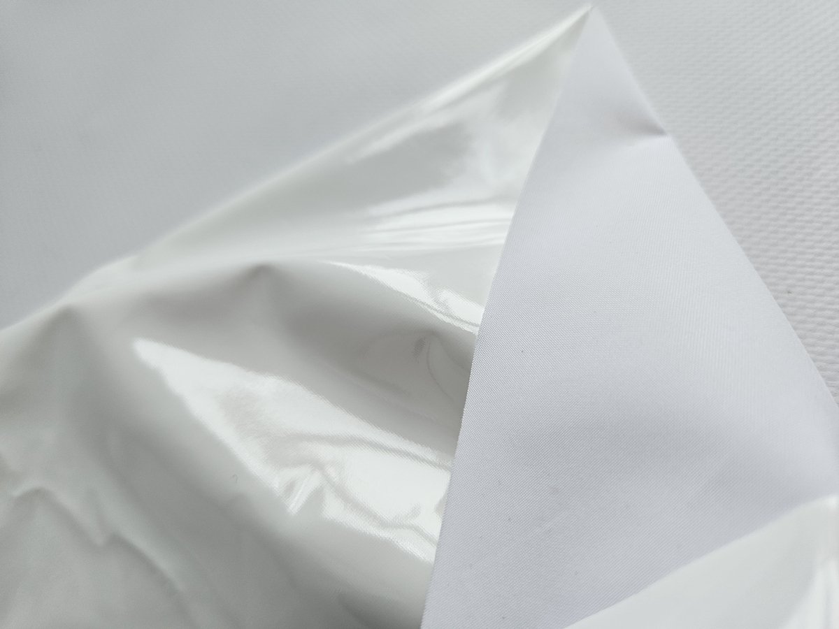 BNDGx® - Datex stof - Wit - 100cm X 145cm - Latex bovenkant - Polyester onderkantStof per meter Shiny glans wetlook