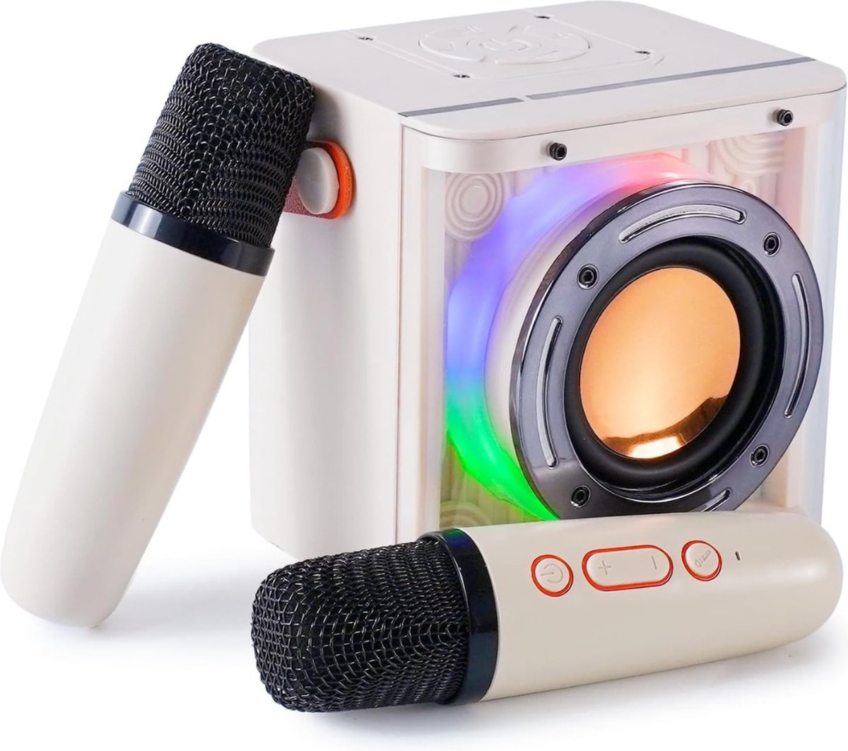 B52 Karaoke met Twee Microfoons - Bluetooth Karaoke Speaker voor Kinderen - Elektronisch Speelgoed - Cadeau voor Kinderen van 3-15 Jaar - Wit