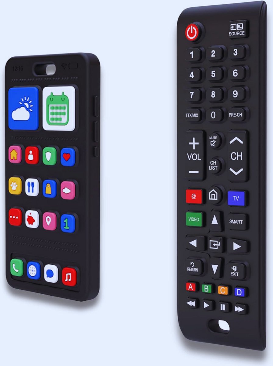 Broemba® Bari Speelset – Siliconen Afstandsbediening - Babytelefoon & Bijtring – Realistisch Bijtspeelgoed Zonder Elektronica – BPA-Vrij – Voor Jongens & Meisjes