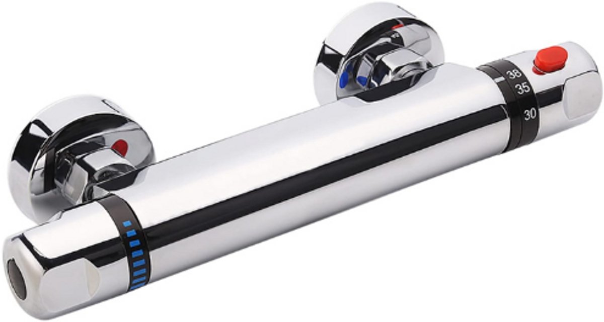 Chrome Thermostatische Douchekraan - Wandmontage Mengkraan - Anti Verbranding Tap - Warm En Koud Water Mixer - Intelligente Constante Temperatuur