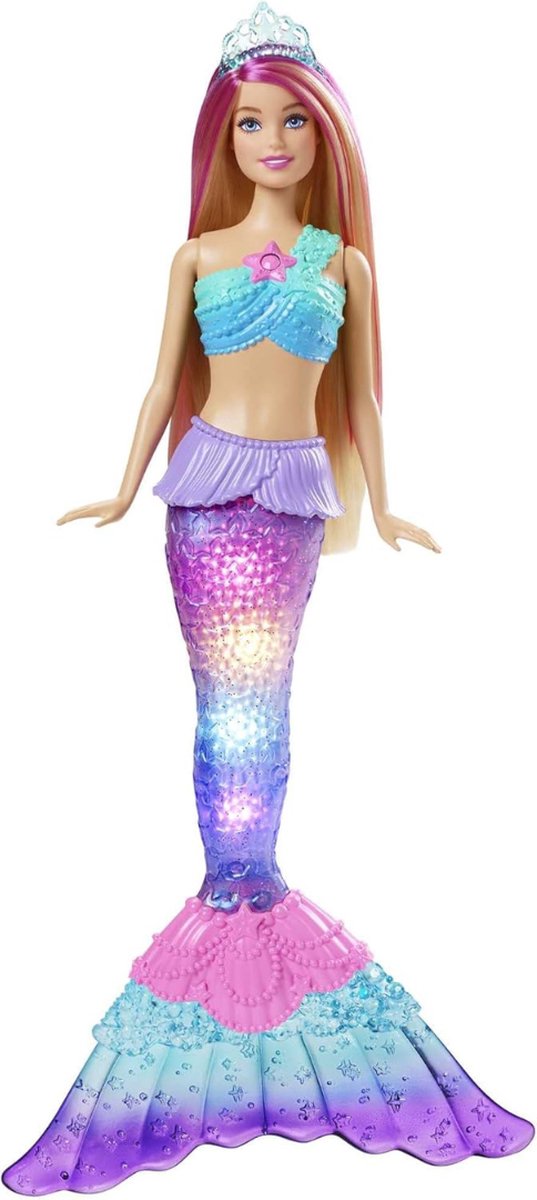Dreamtopia Zeemeerminpop met Lichtjes - 30 cm, Blond Haar met Roze Highlights, Watergeactiveerde Lichtfunctie - Cadeau voor Kinderen 3-7 Jaar HDJ36