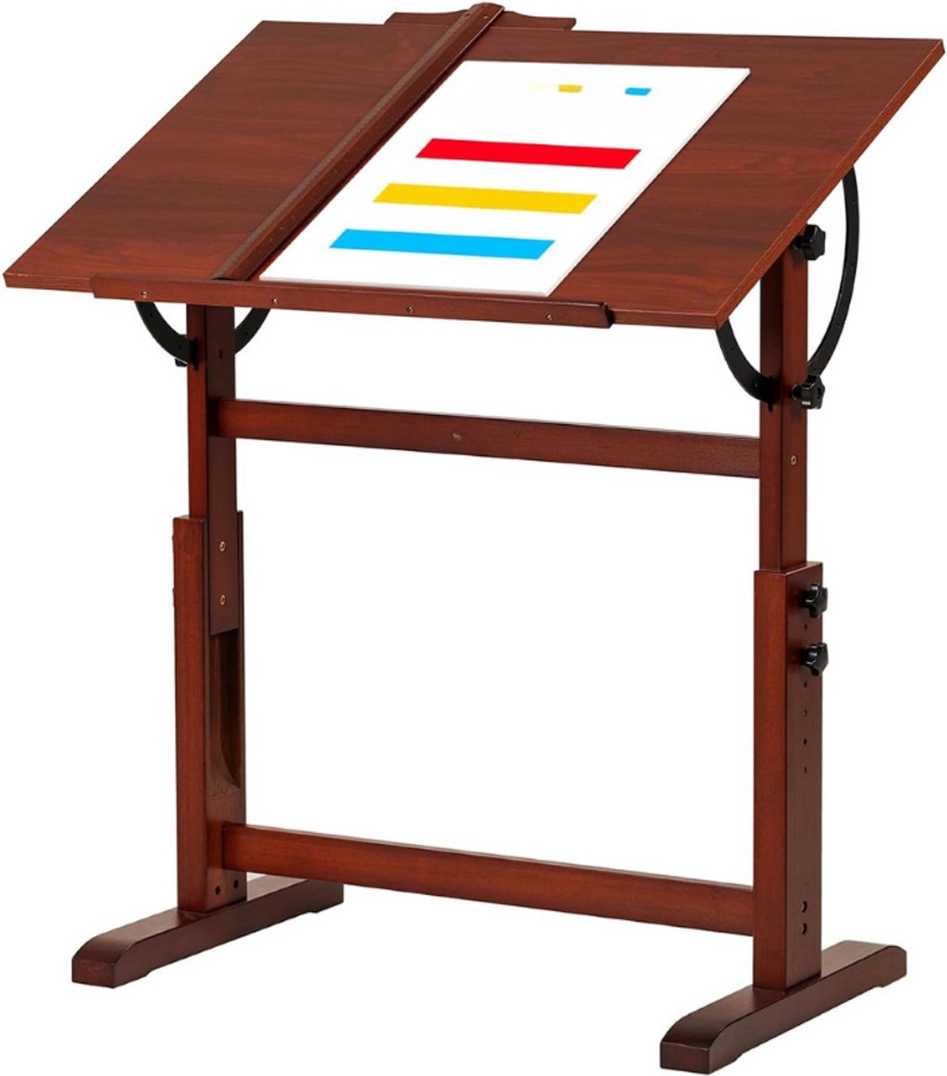 Houten Tekenbord - In Hoogte Verstelbare Tekentafel Voor Kunstenaars - 90x59.5cm Studio Schildertafel - Kunst Knutsel Bureau Met Kantelbaar Werkblad
