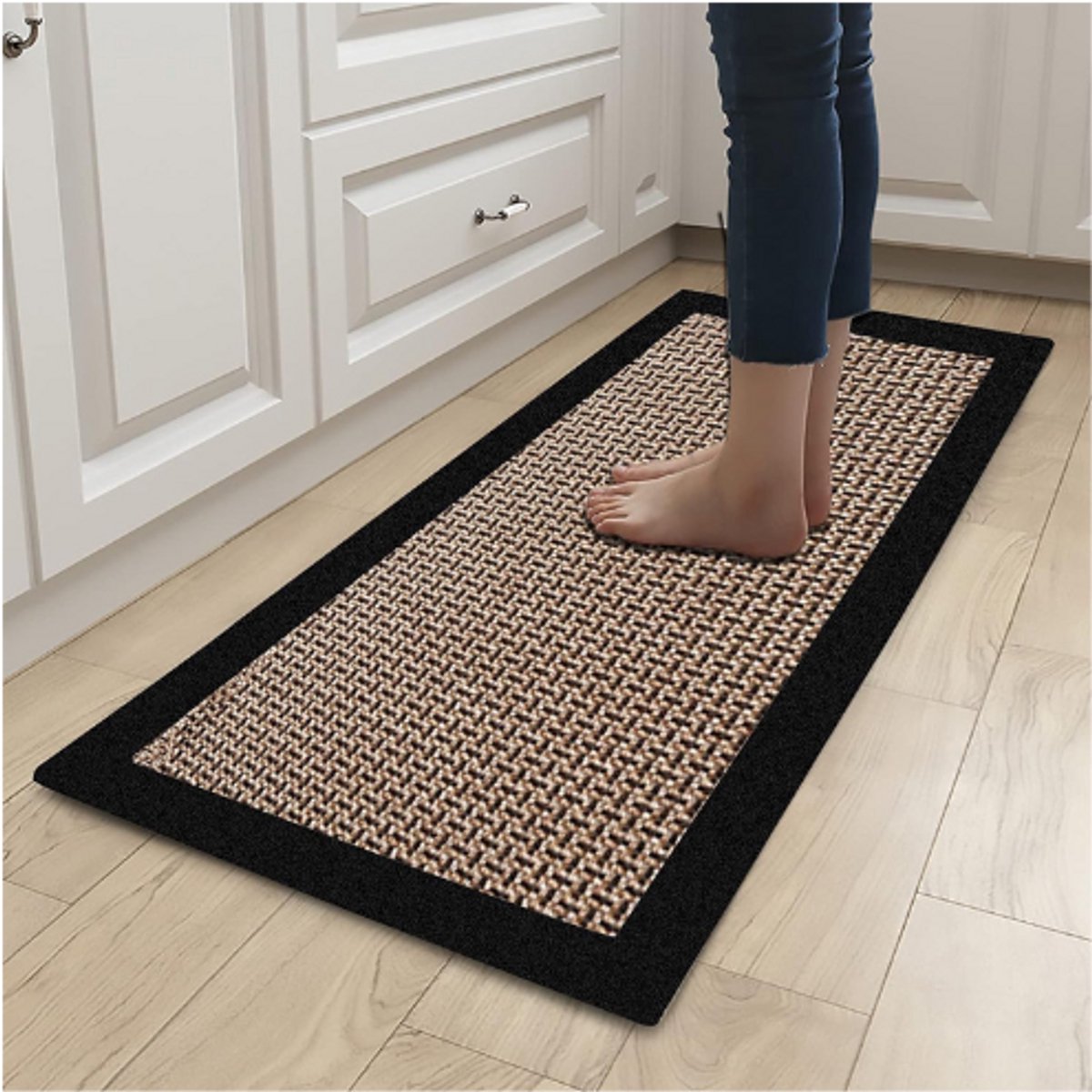 Keukenloper Wasbaar Anti-Slip – Katoen Linnen Hal Runner – Voor Keuken, Gang Of Woonkamer – Zwart – 50x120 cm