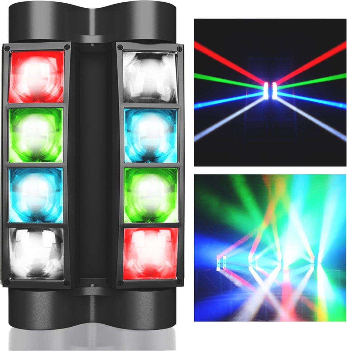 RGBW Podiumlicht Met 8x3W LED, DMX512 Besturing, 3/17CH Spider Bewegend Licht - Roterende Spraakgeactiveerde Disco Verlichting Voor Party, Bruiloft, KTV, Club En Bar