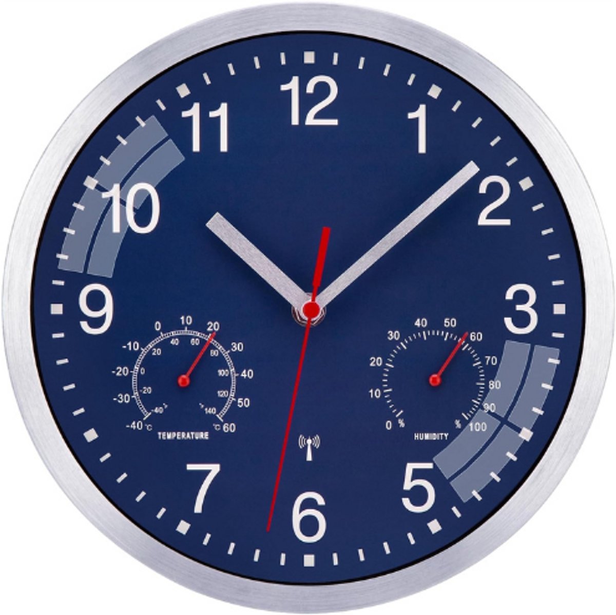 Radiogestuurde Wandklok 25 Cm - Geruisloze Kwarts Klok Op Batterijen - Grote Eenvoudig Afleesbare Wandklok - Perfect Voor Thuis, Keuken, Kantoor, Slaapkamer, School - Blauw