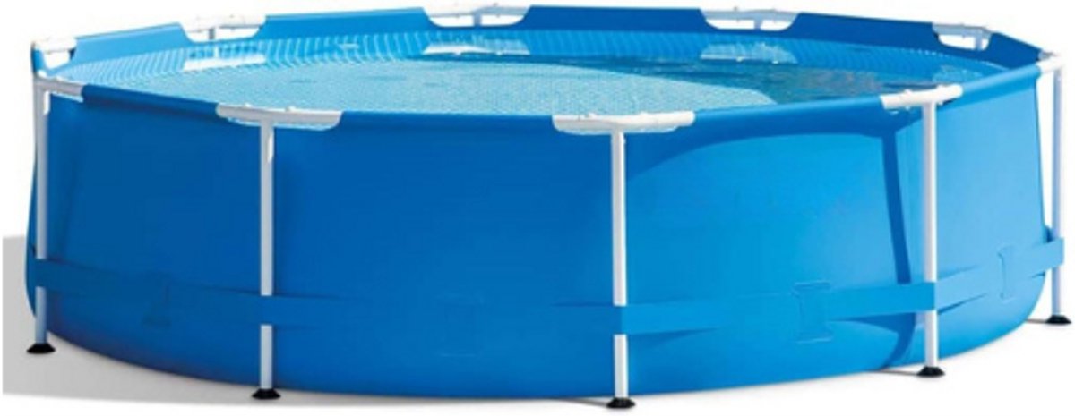 Rond-Frame-Zwembad-305x76cm-Metalen-Constructie-Groot-Opzetzwembad-Zonder-Pomp-Stevig-Buitenzwembad-Voor-Gezin-Zomerplezier