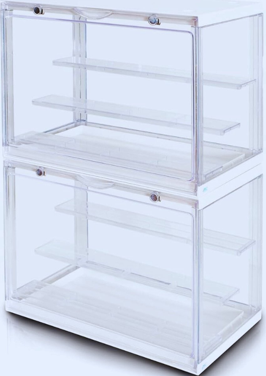 Transparante Acryl Vitrine Met Meetrappen Voor Lego Collectie - Figuren En Modellen - Stofbescherming Displaybox Voor Actiefiguren (2 stuks - Wit)