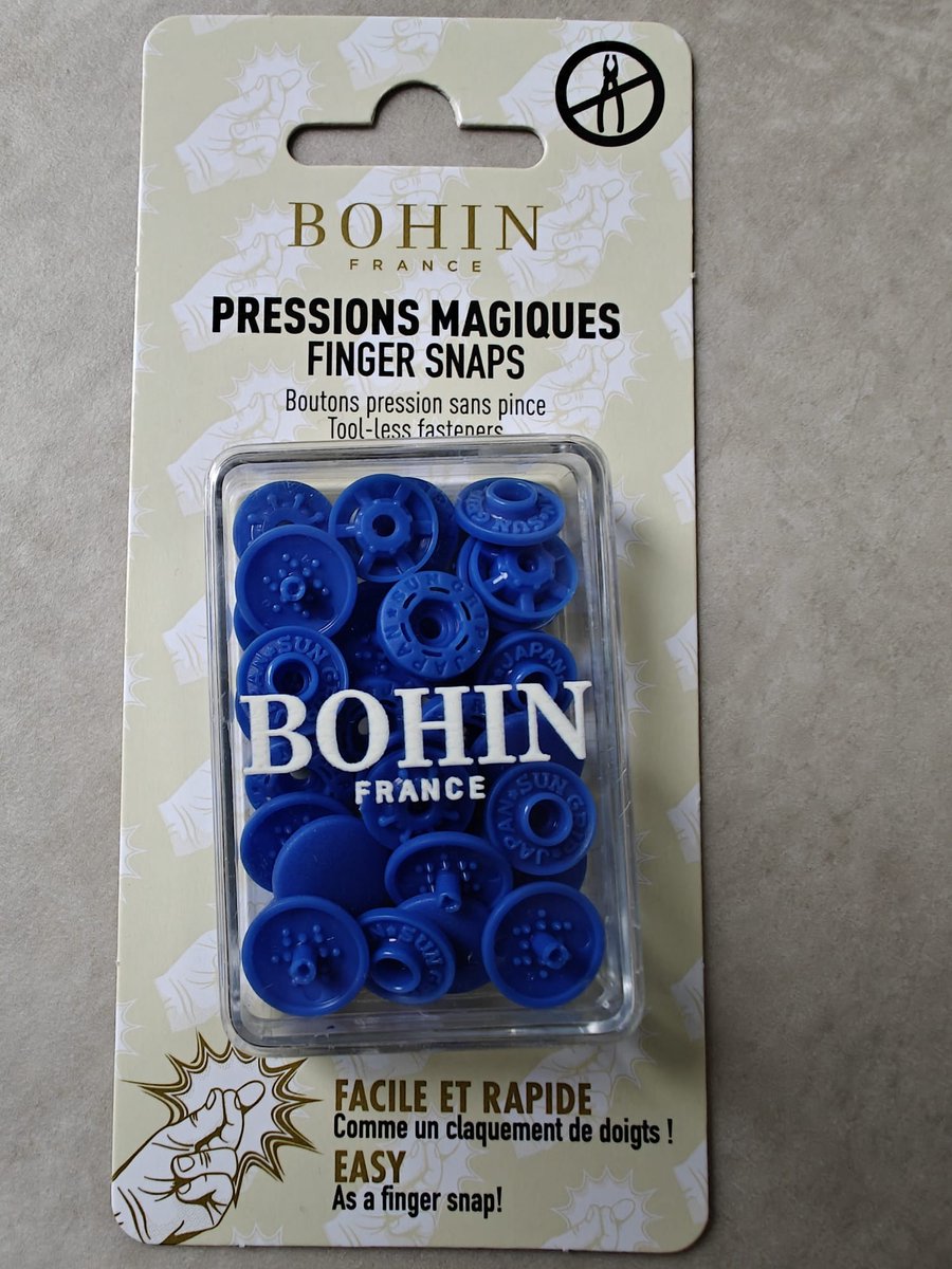 Bohin Magische Drukknoop, kunstof, 13mm. Kleur: Royal Blauw