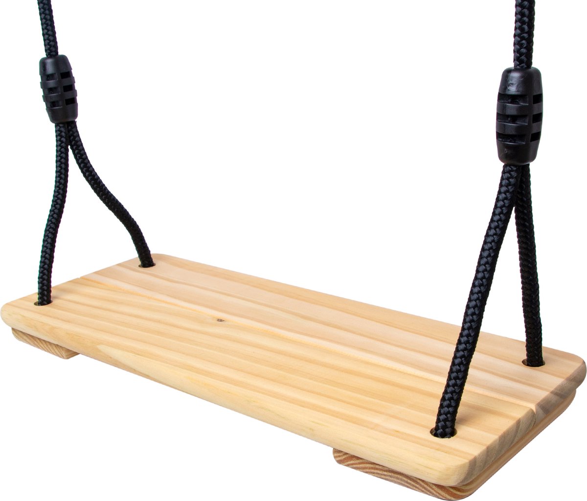 BOOST2 schommelplankje van hout luxe zwart touw