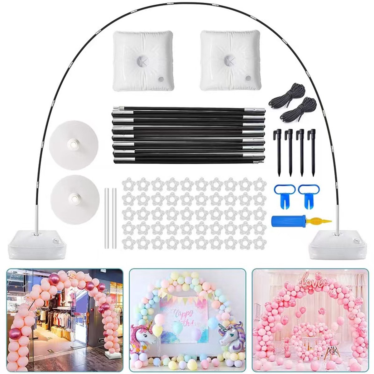   Ballonnenboogset - Verstelbaar ballonnenboogstandaardframe - 2.7m H en 3m B - Bruiloft babyshower verjaardag fotoachtergrond