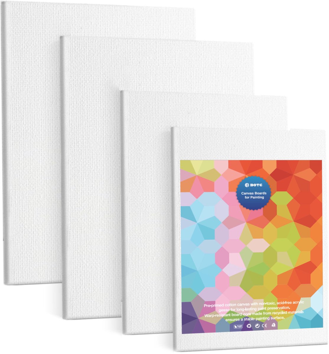 BOTC Canvas Schildersdoek - 4 stuks Schildersdoeken - 11*14inch/9*12inch/8*10 inch/5*7inch - Wit