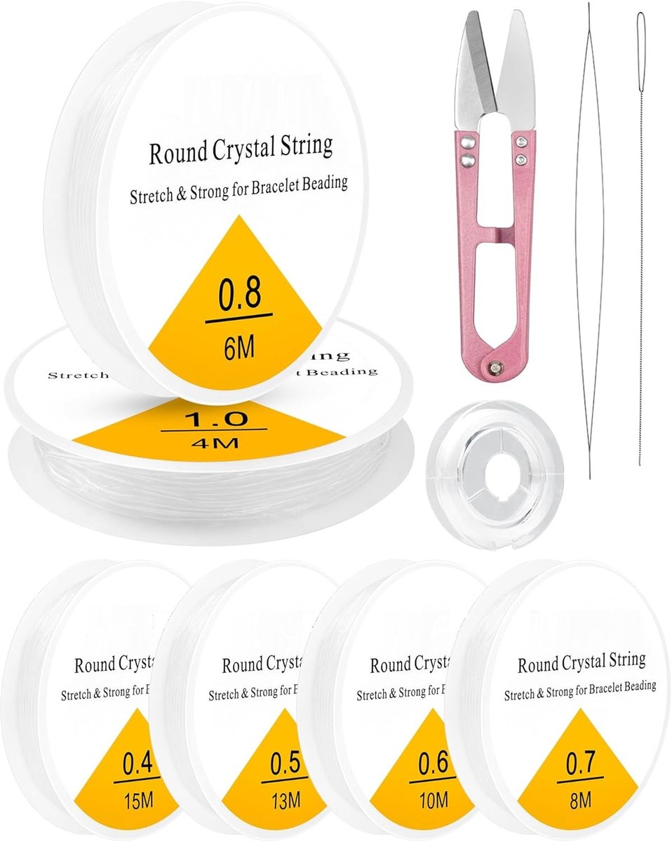 BOTC Elastisch armbandkoord - 6 rollen - 0,4~1 mm - kristalhelder - voor armbanden, sieraden maken en kleipony zaadsteen kralen