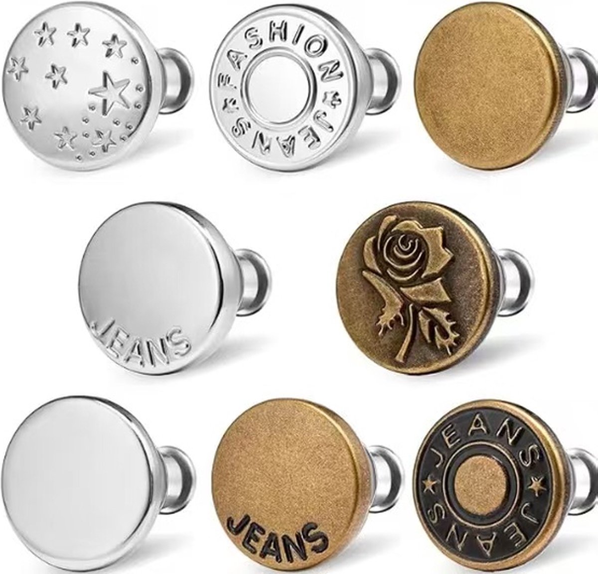 BOTC Jeansknopen - 24 stuks - 17 mm - Brons en zilver - Spijkerbroek - Spijkerjas - Inslagknopen