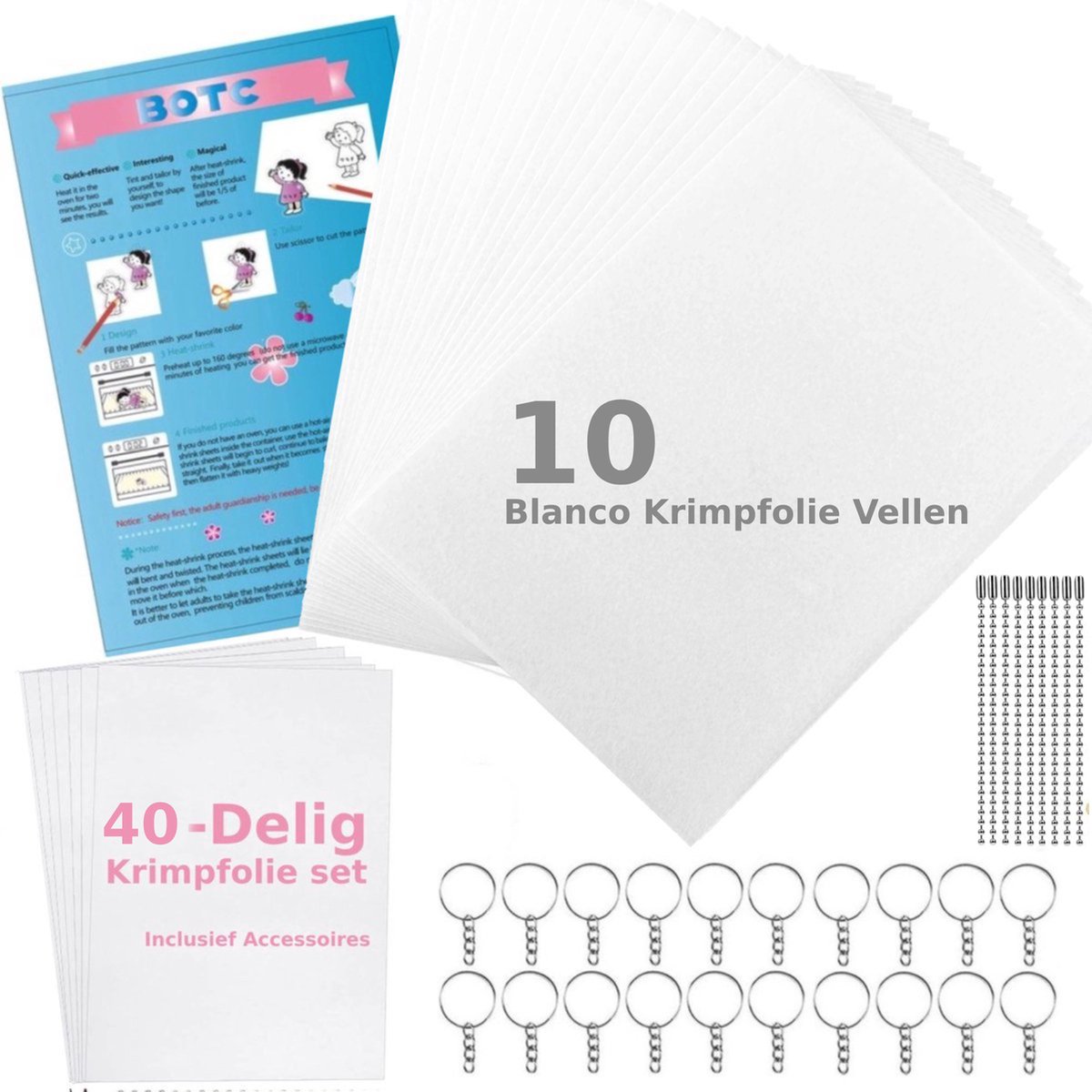 BOTC Krimpfolie set - 40-Delig - Krimpie Dinkie Pakket - Sieraden en sleutelhangers maken