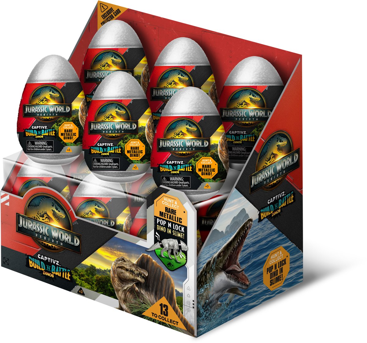 Jurassic World Rebirth - Pop N Lock Breach Blind Box - Captivz Build n Battle Dinos - Bevat 1 Dino-ei