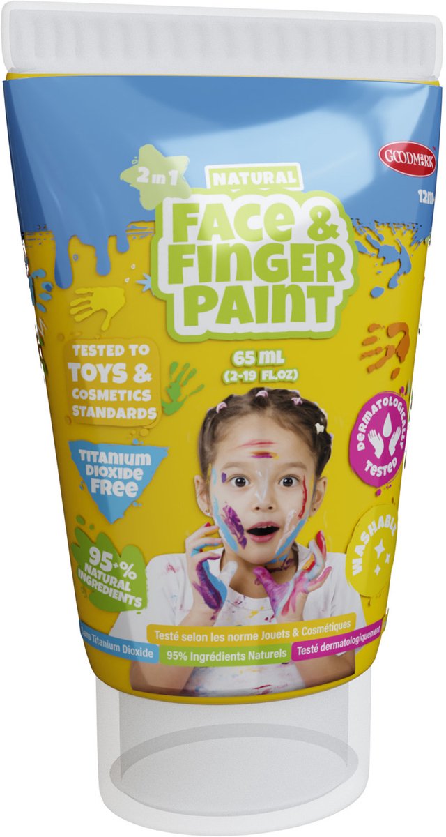 Natural Face & Fingerpaint Tube - Geel, 65ml