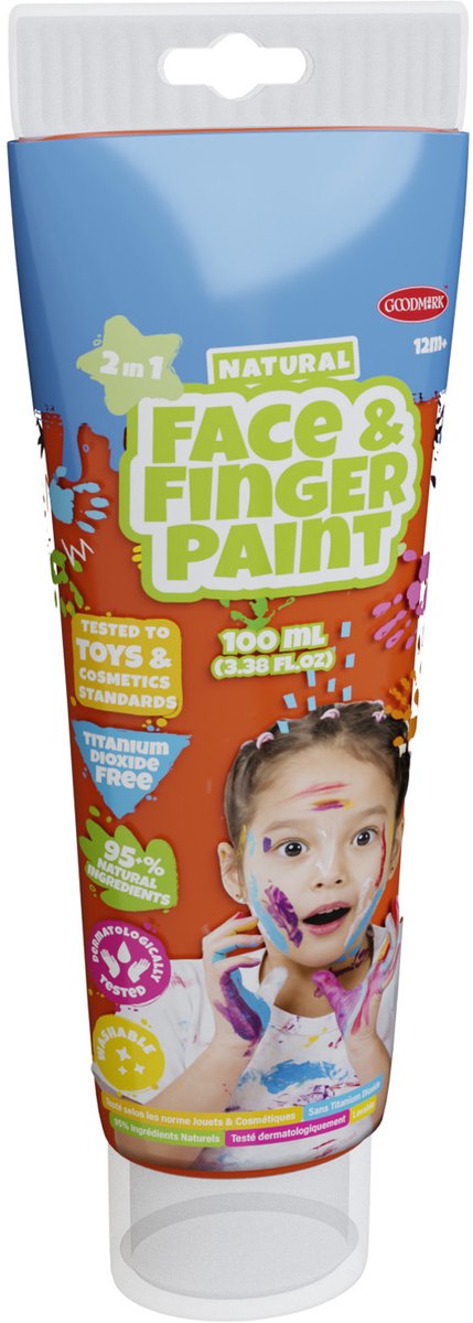 Natural Face & Fingerpaint Tube - Oranje, 100ml