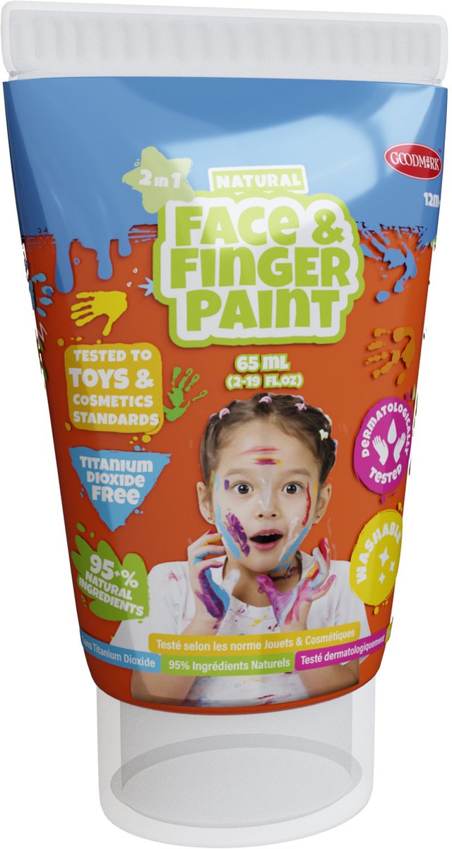 Natural Face & Fingerpaint Tube - Oranje, 65ml