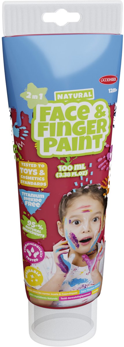 Natural Face & Fingerpaint Tube - Rood, 100ml
